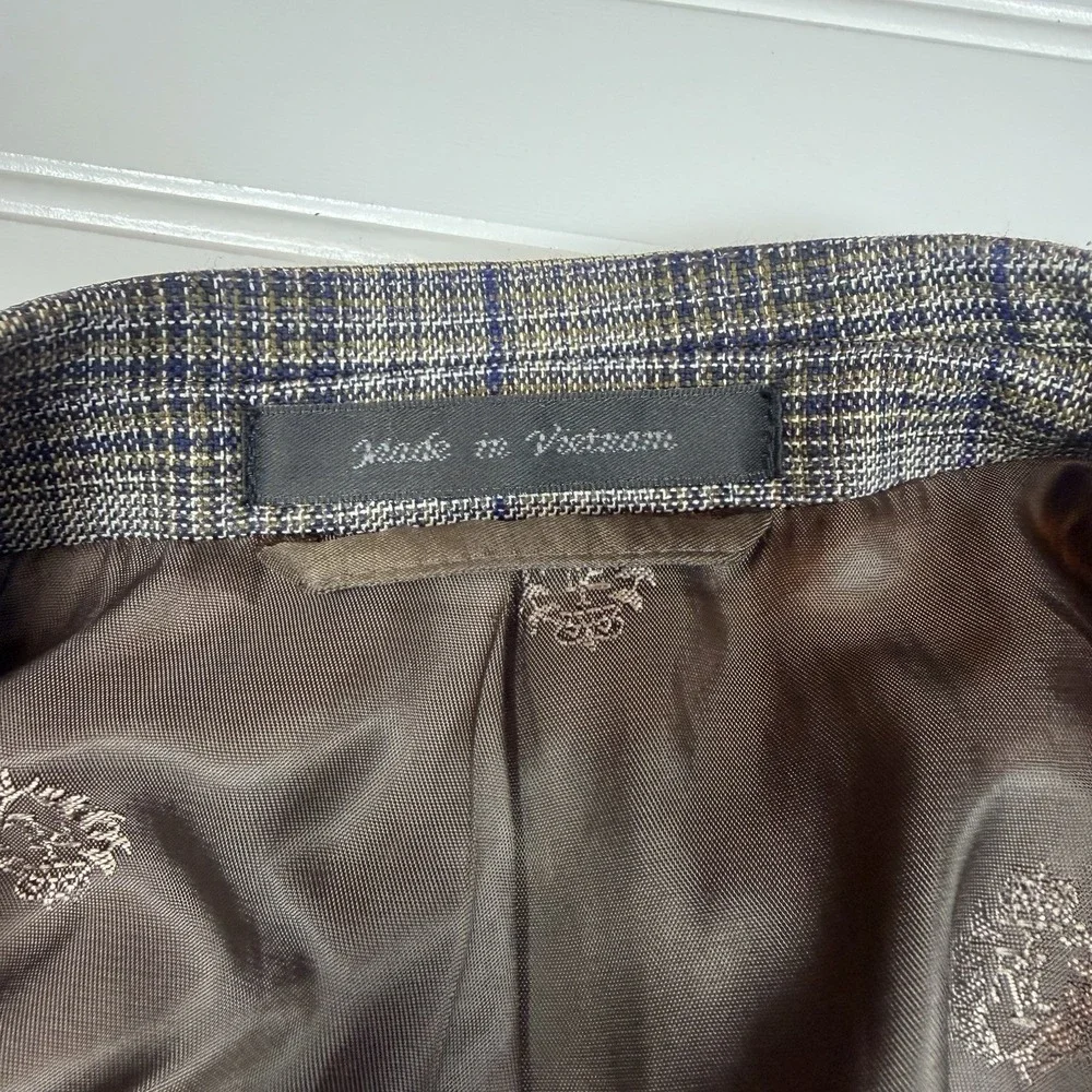 Lauren‎ Ralph Lauren Glen Plaid Blazer 44L Grey Blue Polyester GUC RN90736